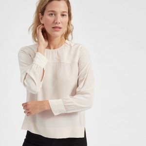 Everlane The Silk Blouse in Cream/Off-white size 0 100% silk